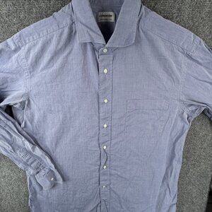 Lorenzini Men Long Sleeve Button Up Shirt Blue Merate Italy Size 16.5 Woven